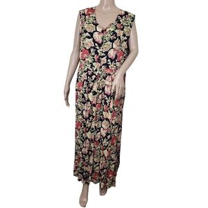 april too! Floral Sleeveless Button Maxi Pleated Dress